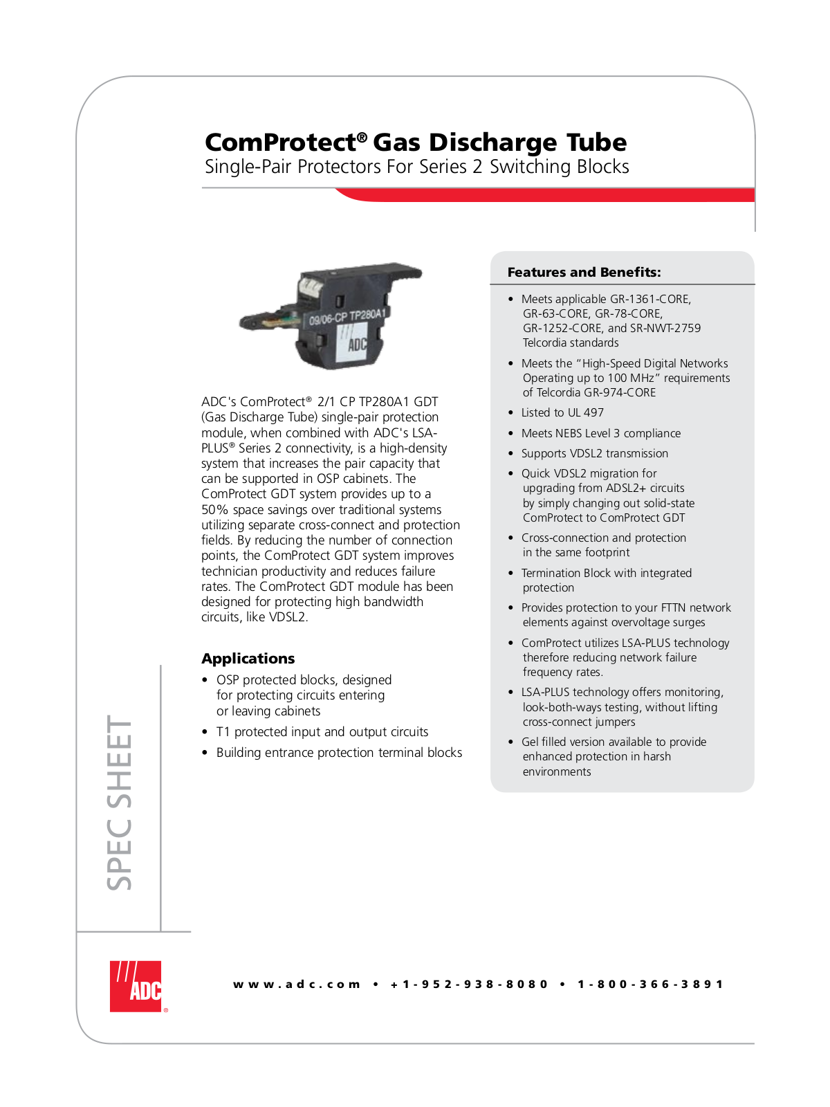 ADC Gas Discharge Tube ComProtect User Manual