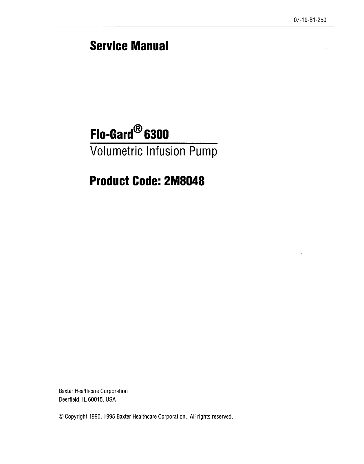 Baxter Flo-Gard 6300 Service manual