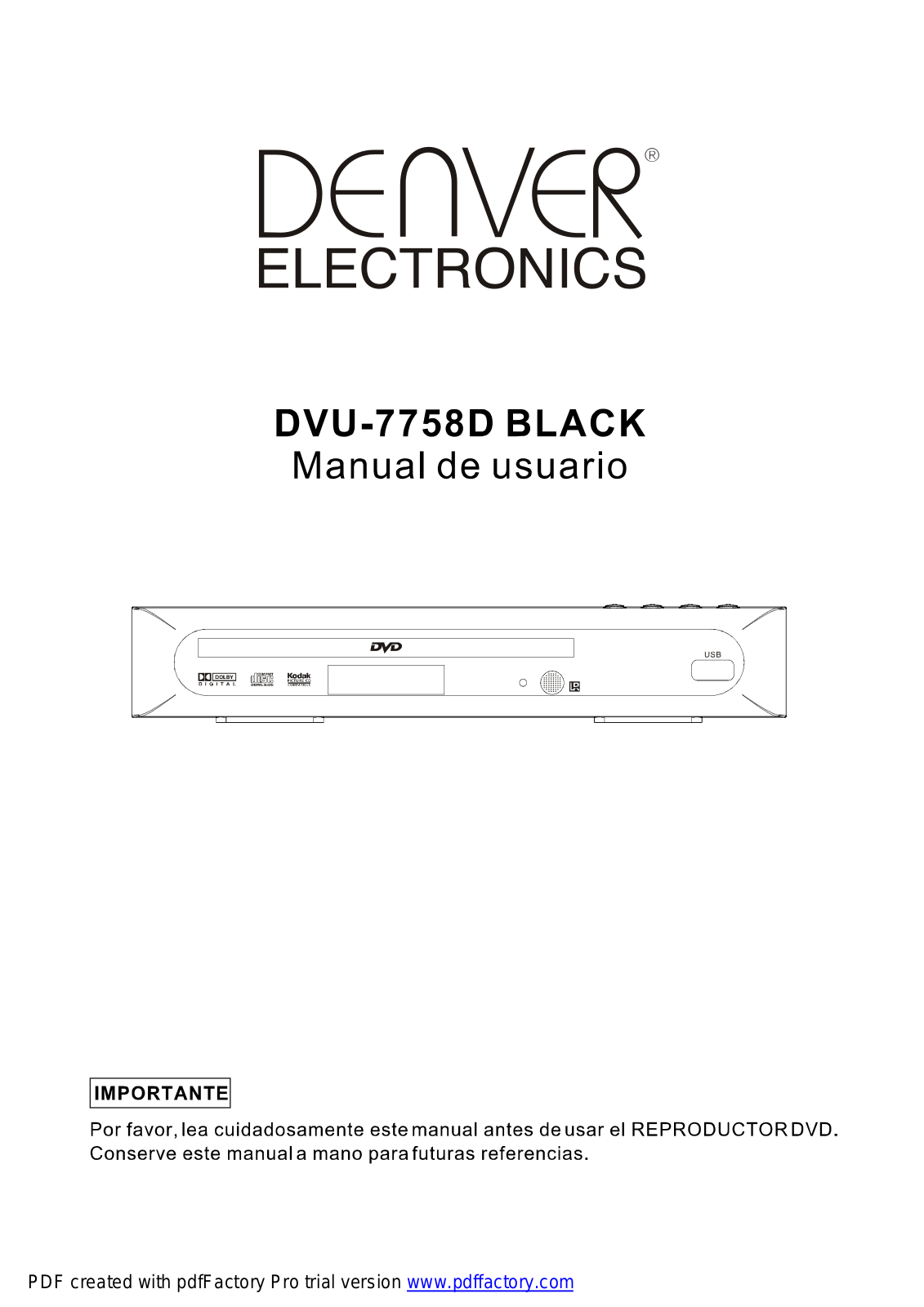 Denver DVU-7758D BLACK User Manual