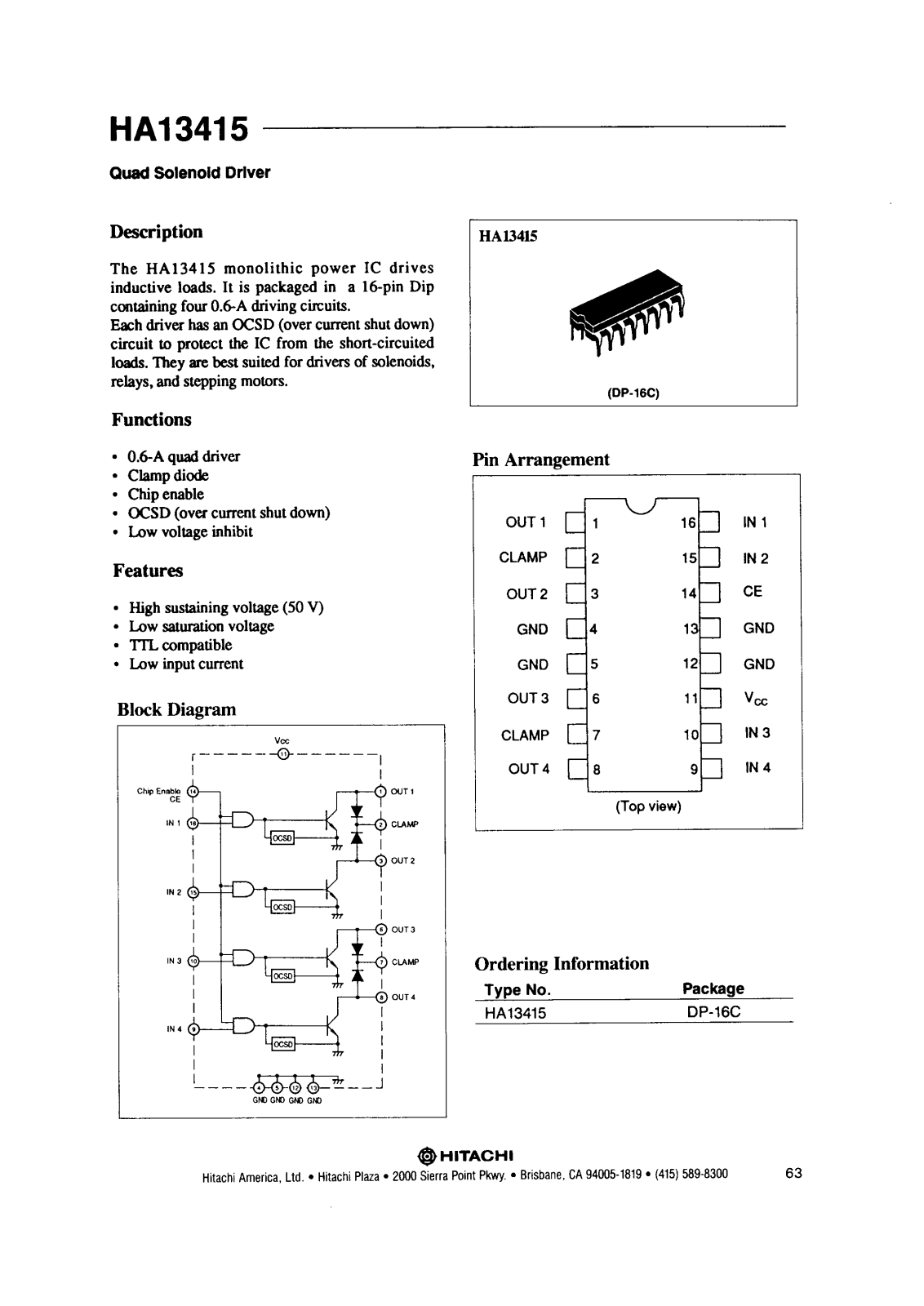 HIT HA13415 Datasheet