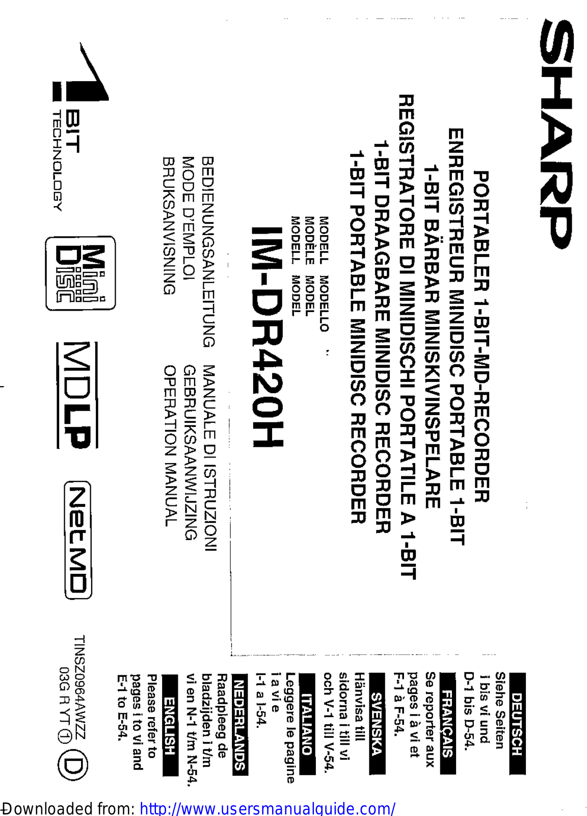 SHARP IM-DR420H User Manual