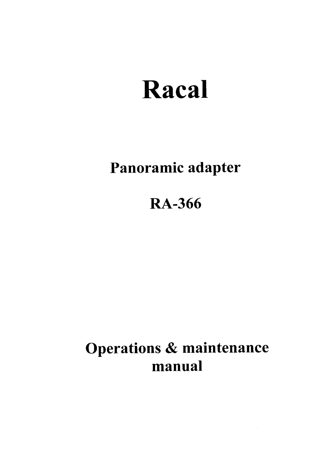 Racal RA-366 Service manual