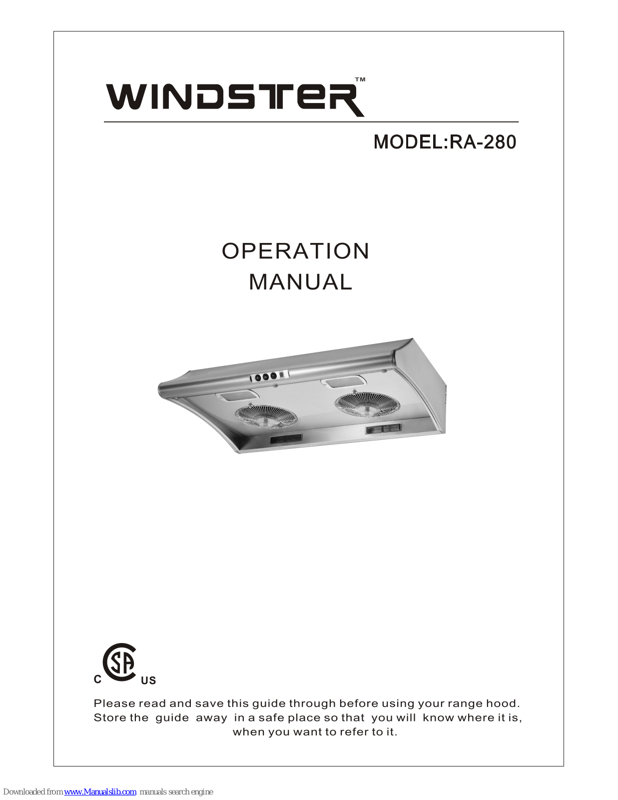 Windster RA-280 Operation Manual