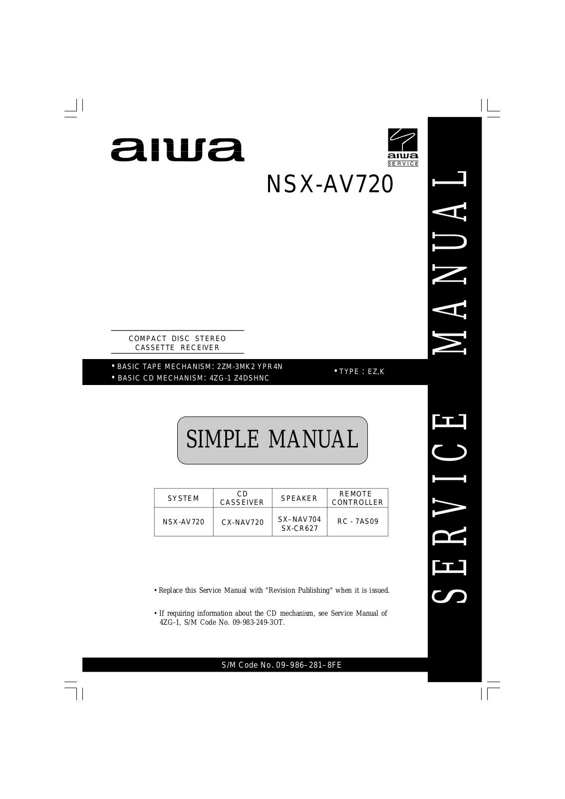 Aiwa NSXAV-720 Service manual