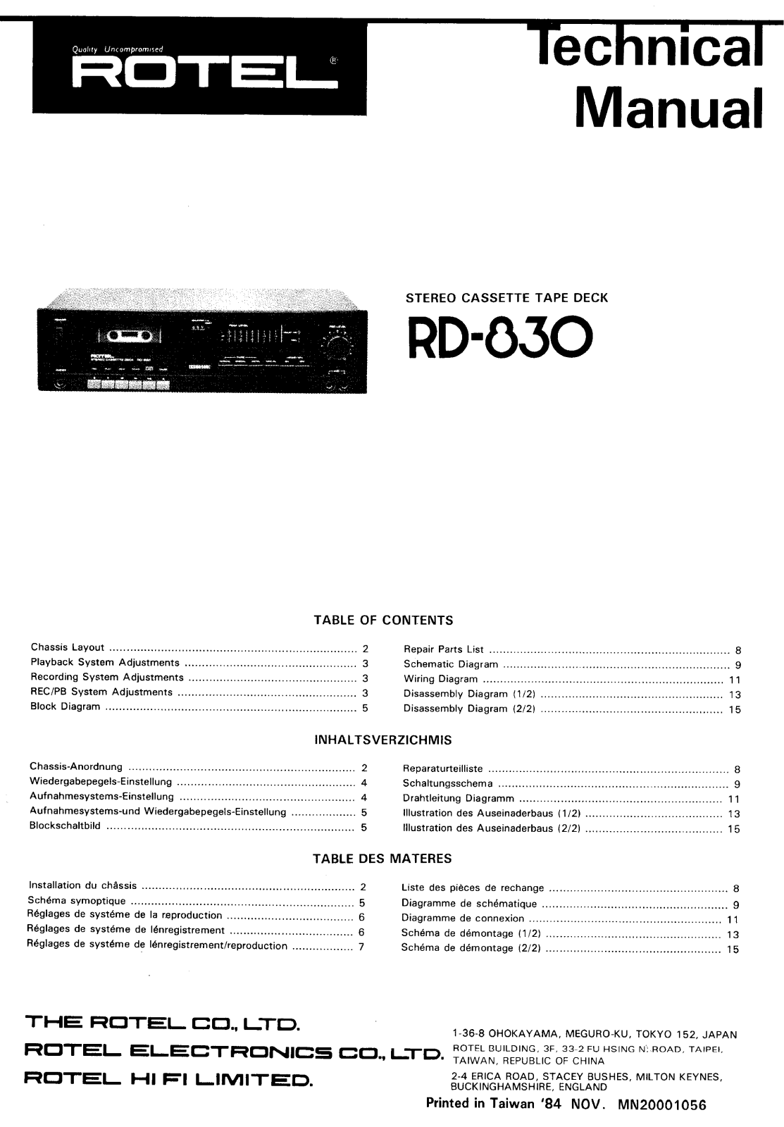 Rotel RD-830 Service manual