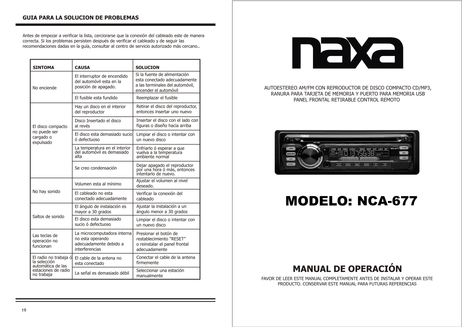 Naxa NCA-677 User Manual