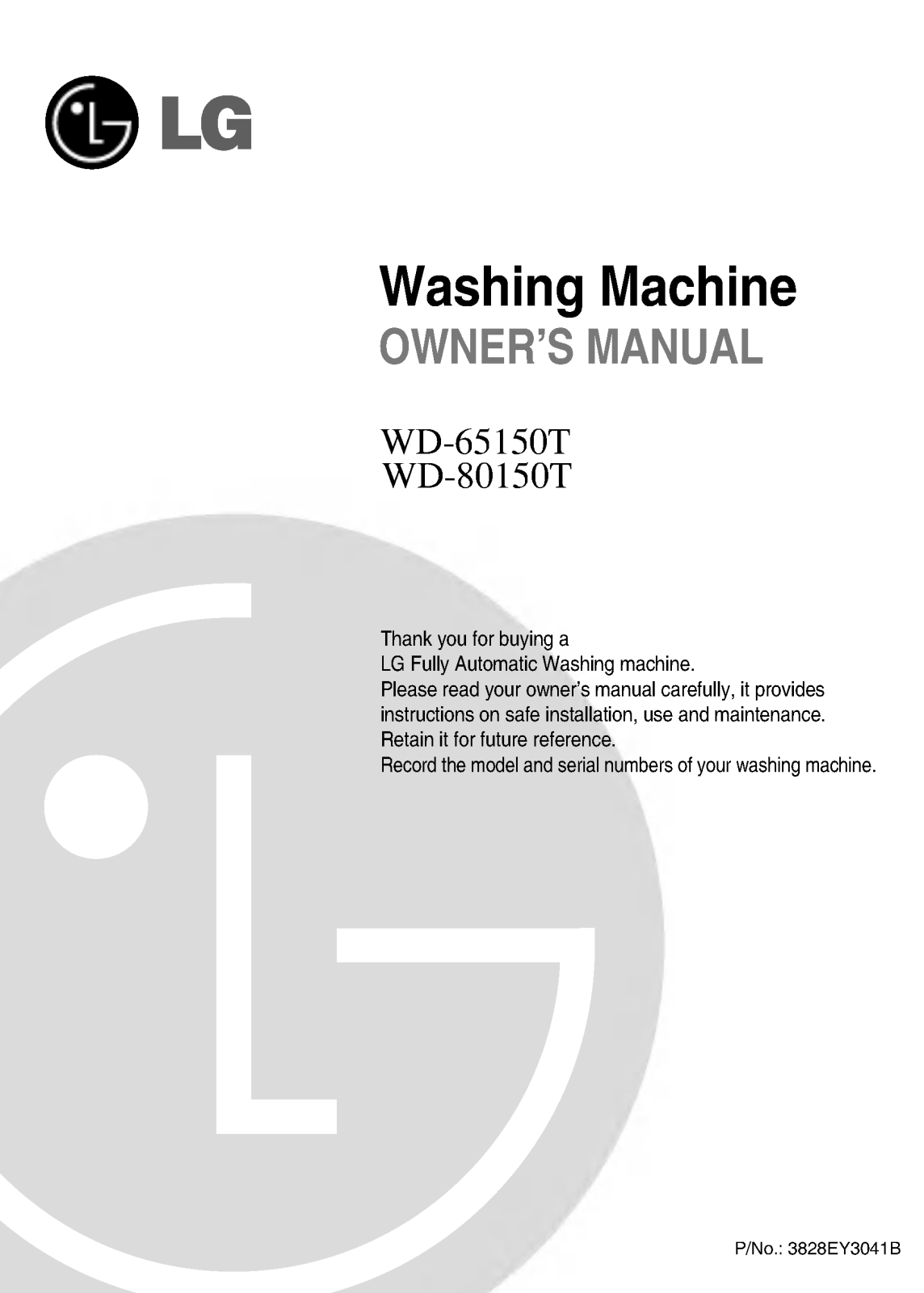 LG WD-65150T User manual