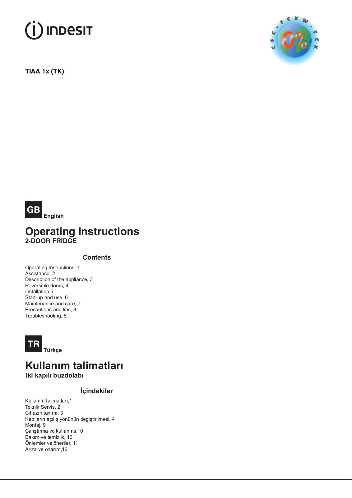 INDESIT TIAA 12 (TK) User Manual