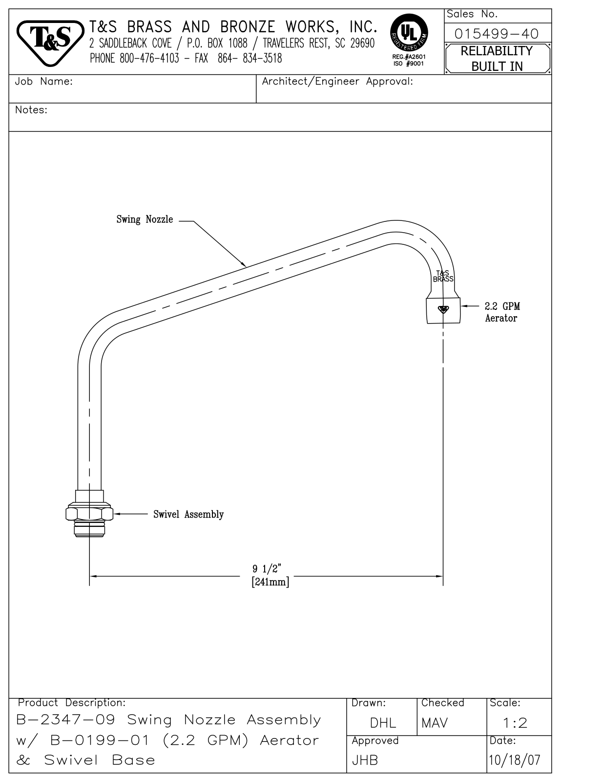 T&S Brass Manuals 015499-40 User Manual