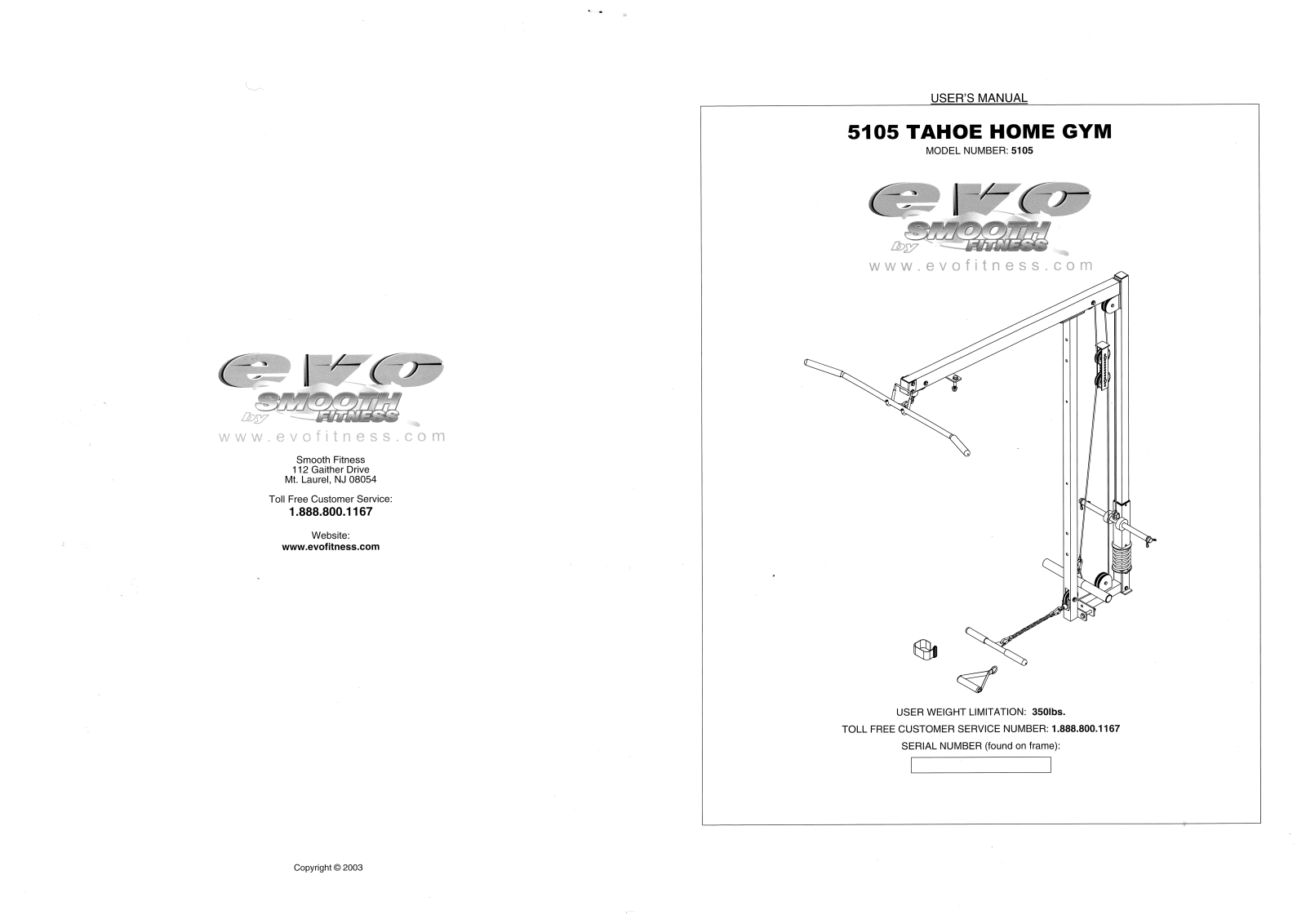 Evo Fitness TAHOE 5105 User Manual