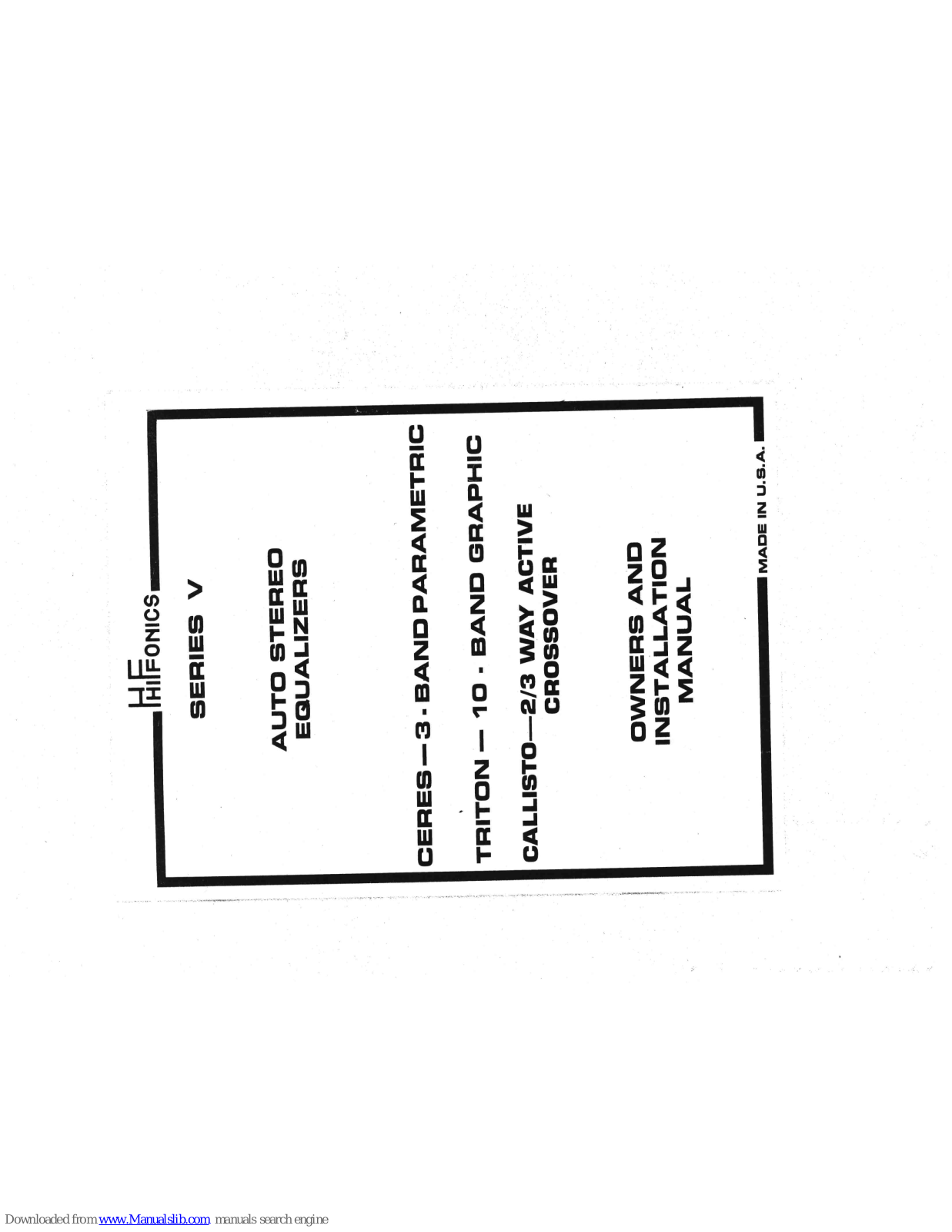 Hifonics Callisto, Ceres, Triton Owners & Installation Manual