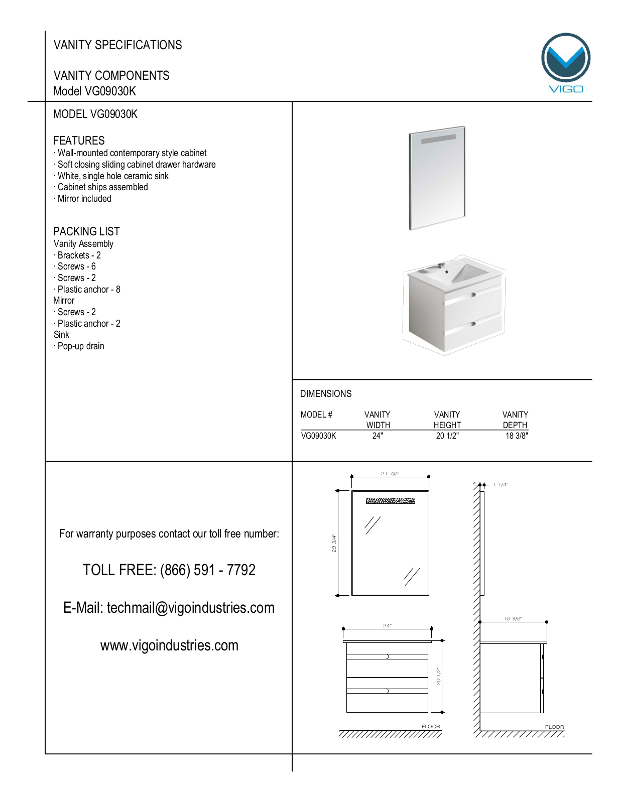 Vigo VG09030K User Manual