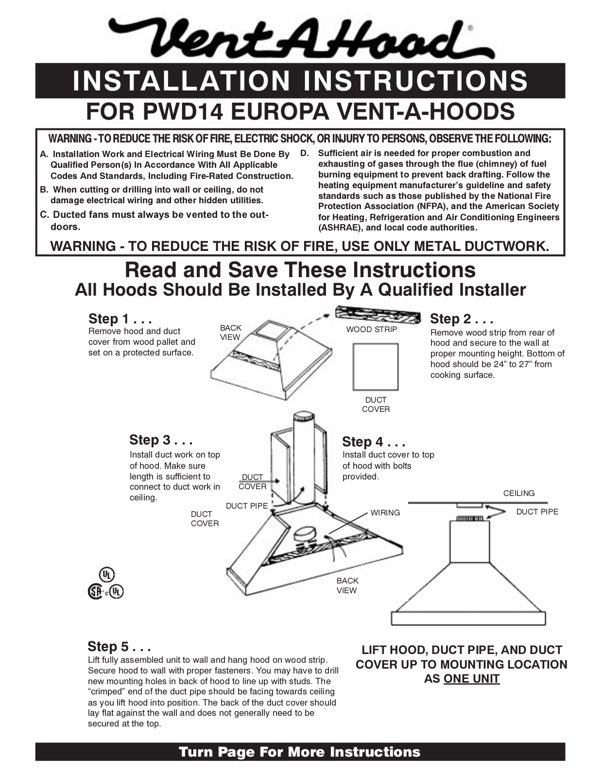 Vent-a-hood EPIH18236SS Installation