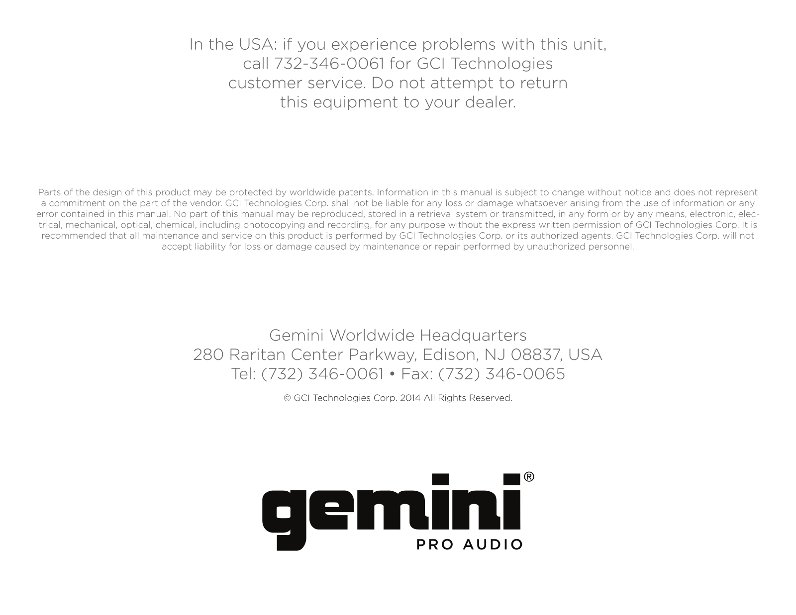 Gemini CDMP-1500 Users Manual