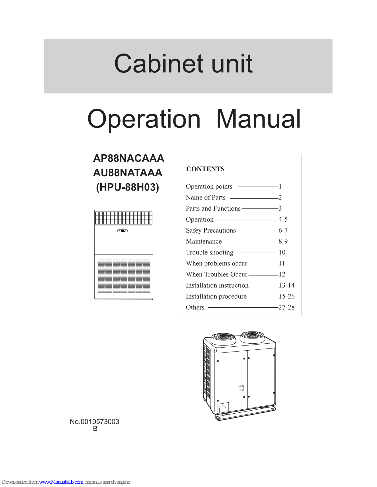 Haier AP88NACAAA, AU88NATAAA, HPU-88H03 Operation Manual