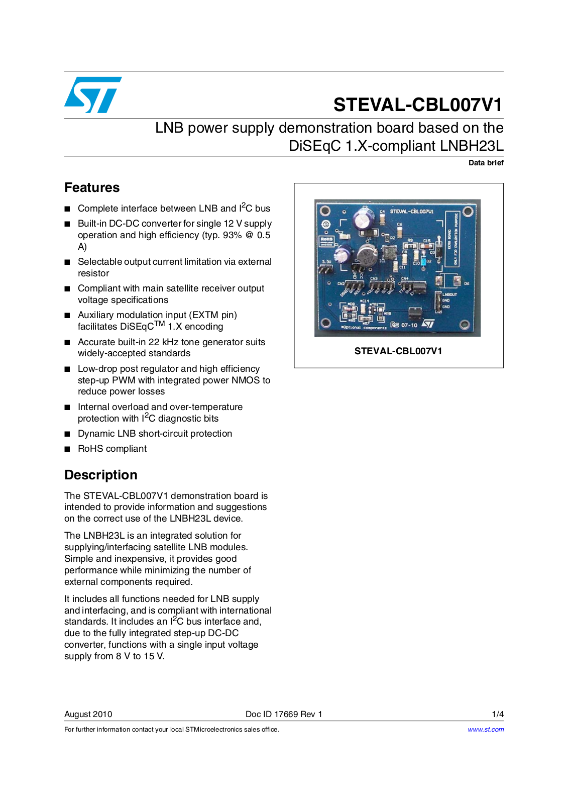 ST CBL007V1 User Manual