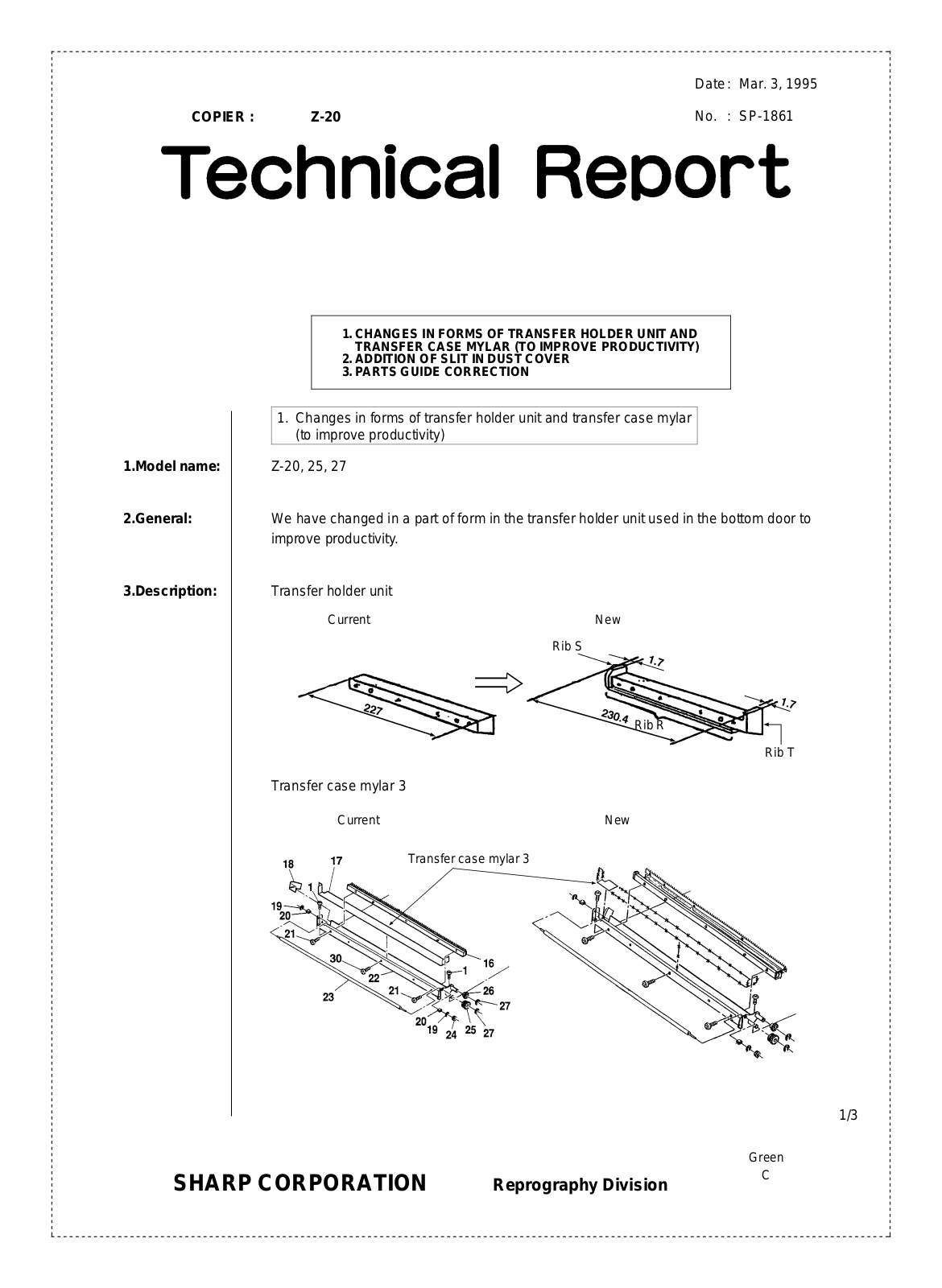 SHARP SP1861 Technical Report