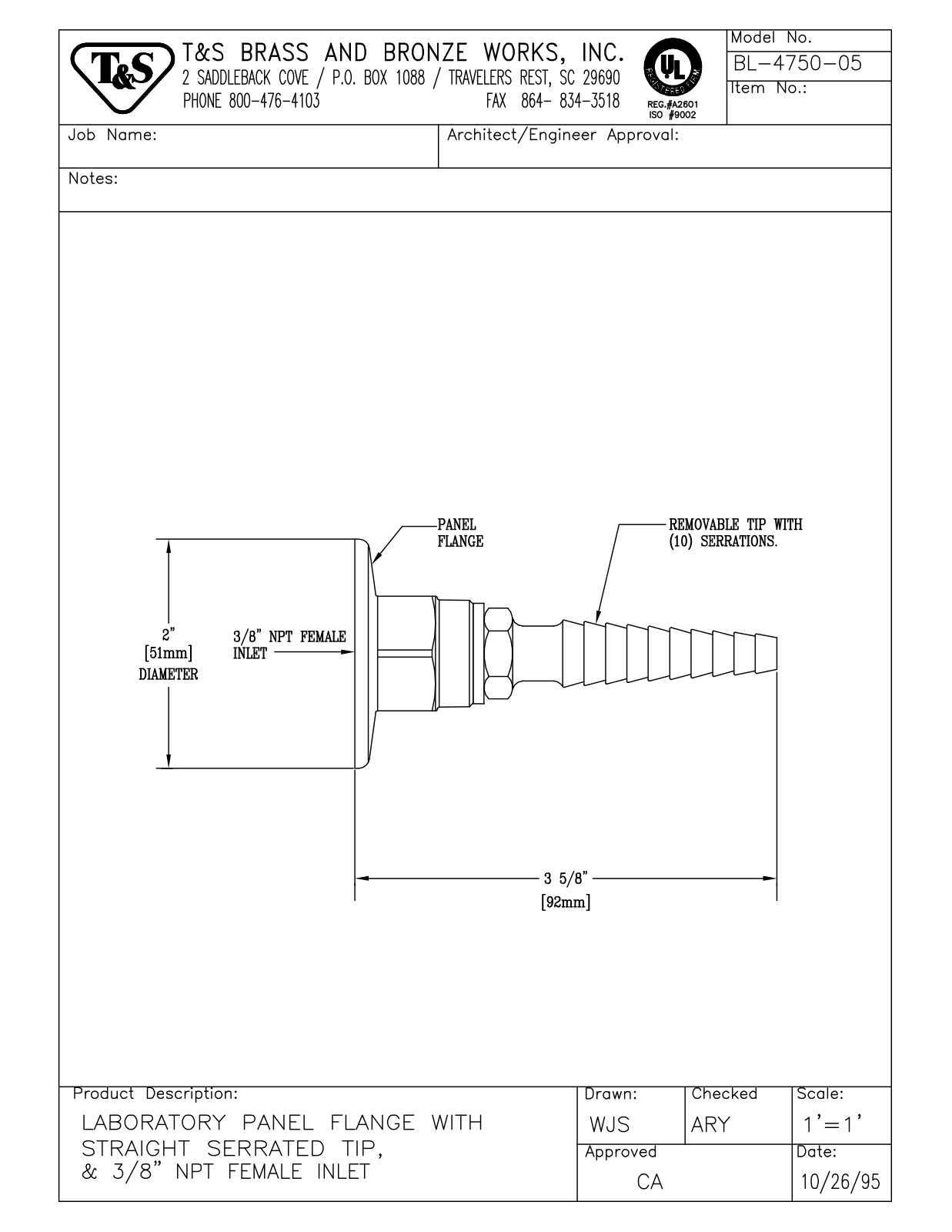 T&S Brass BL-4750-05 User Manual