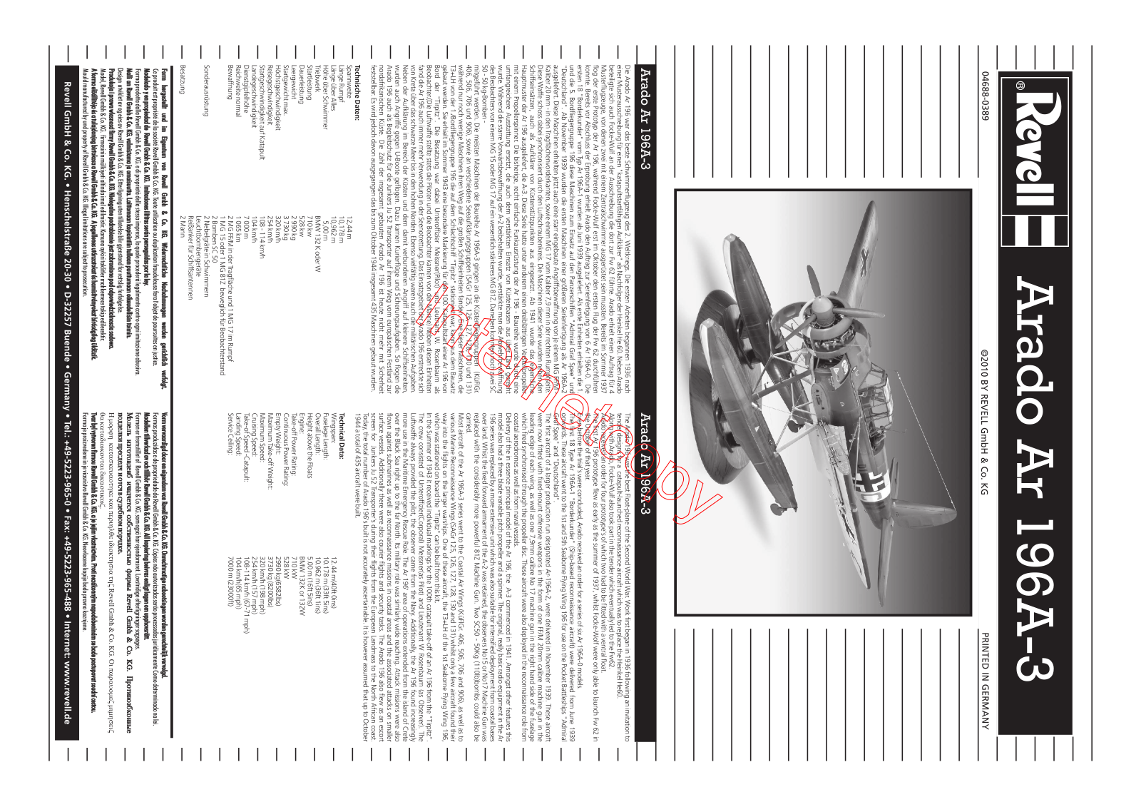 REVELL Arado Ar 196 User Manual