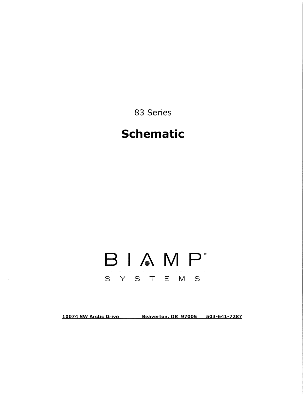 Biamp 83 SERIES User Manual