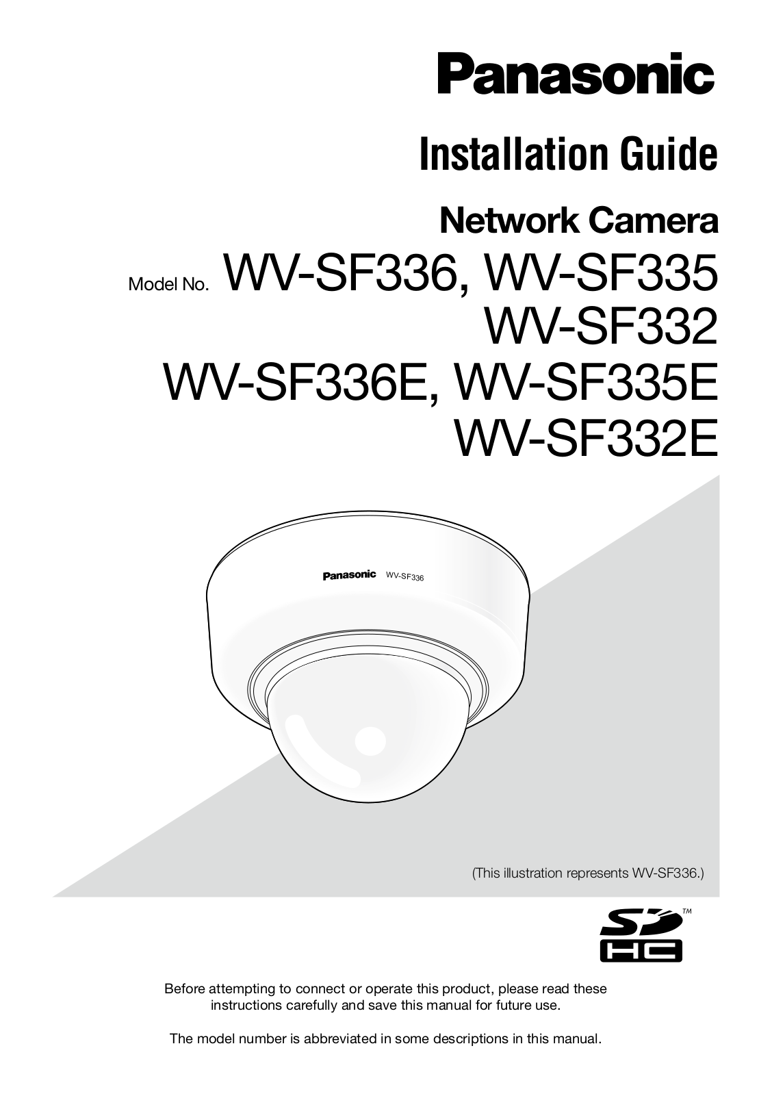 Panasonic WV-SF332 User Manual