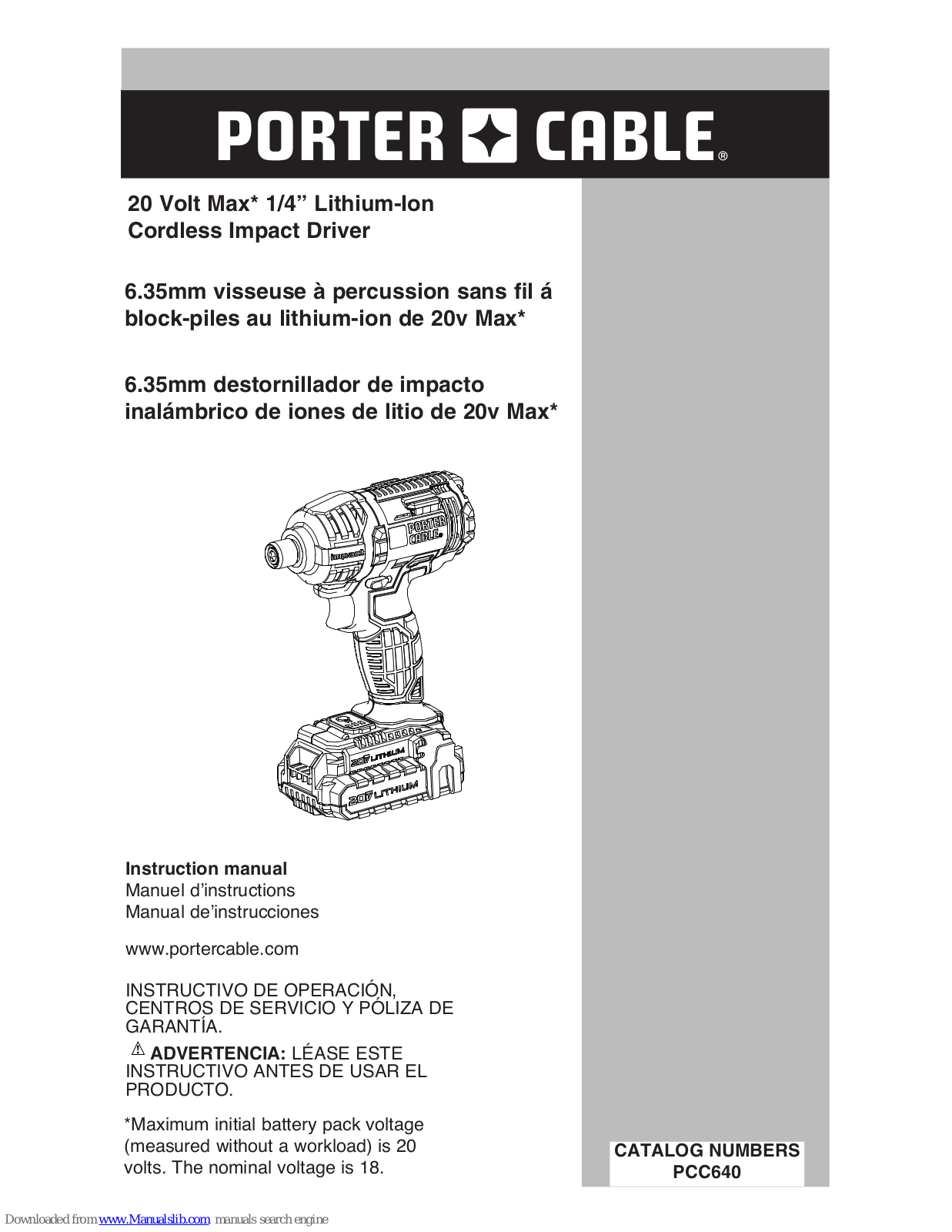 Porter-Cable PCC640, PCC641 Instruction Manual