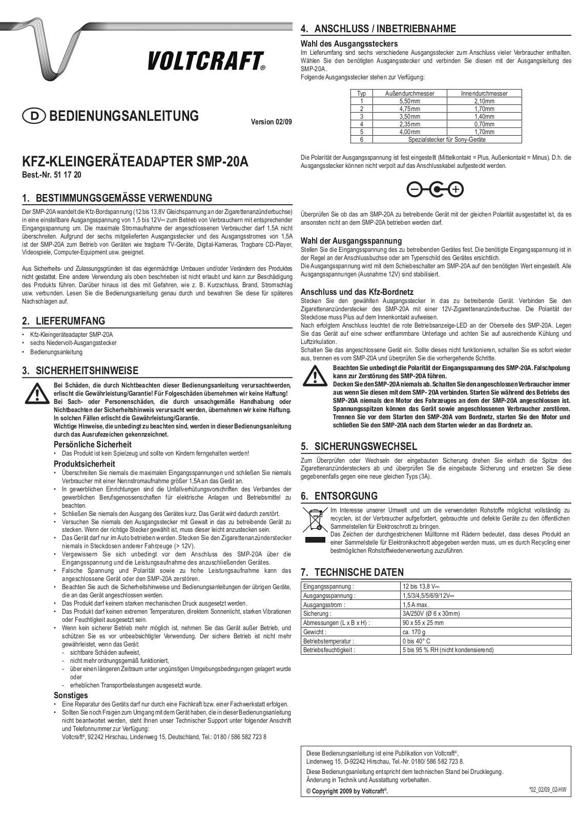 VOLTCRAFT SMP-20A User guide