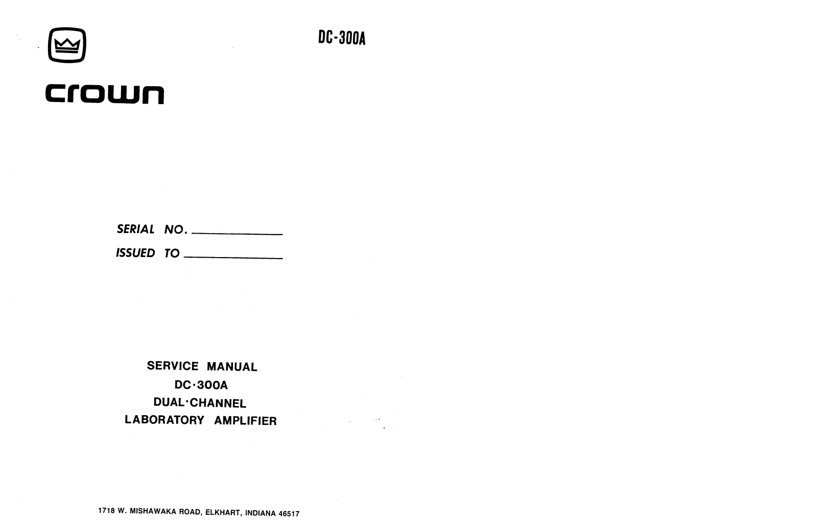 Crown DC-300-A Service manual