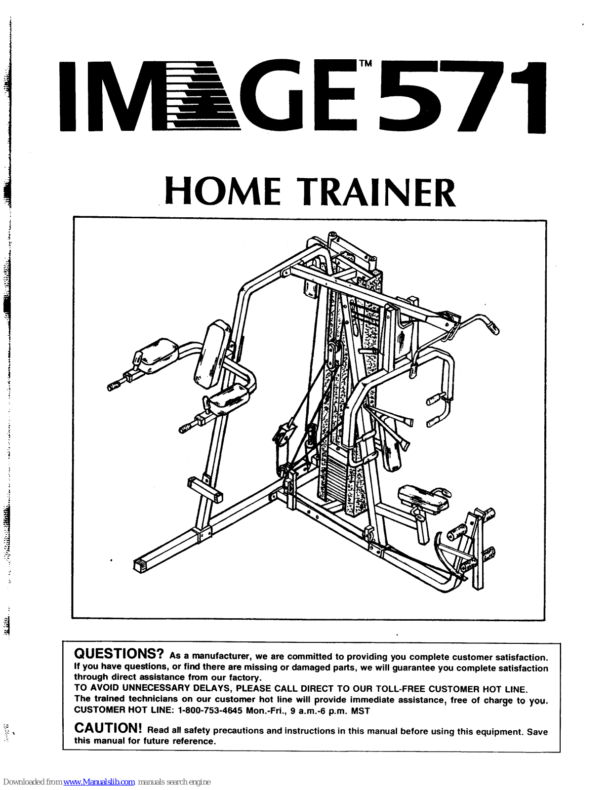 Image 571 Personal, 571 Home Traiber Fitness Manual