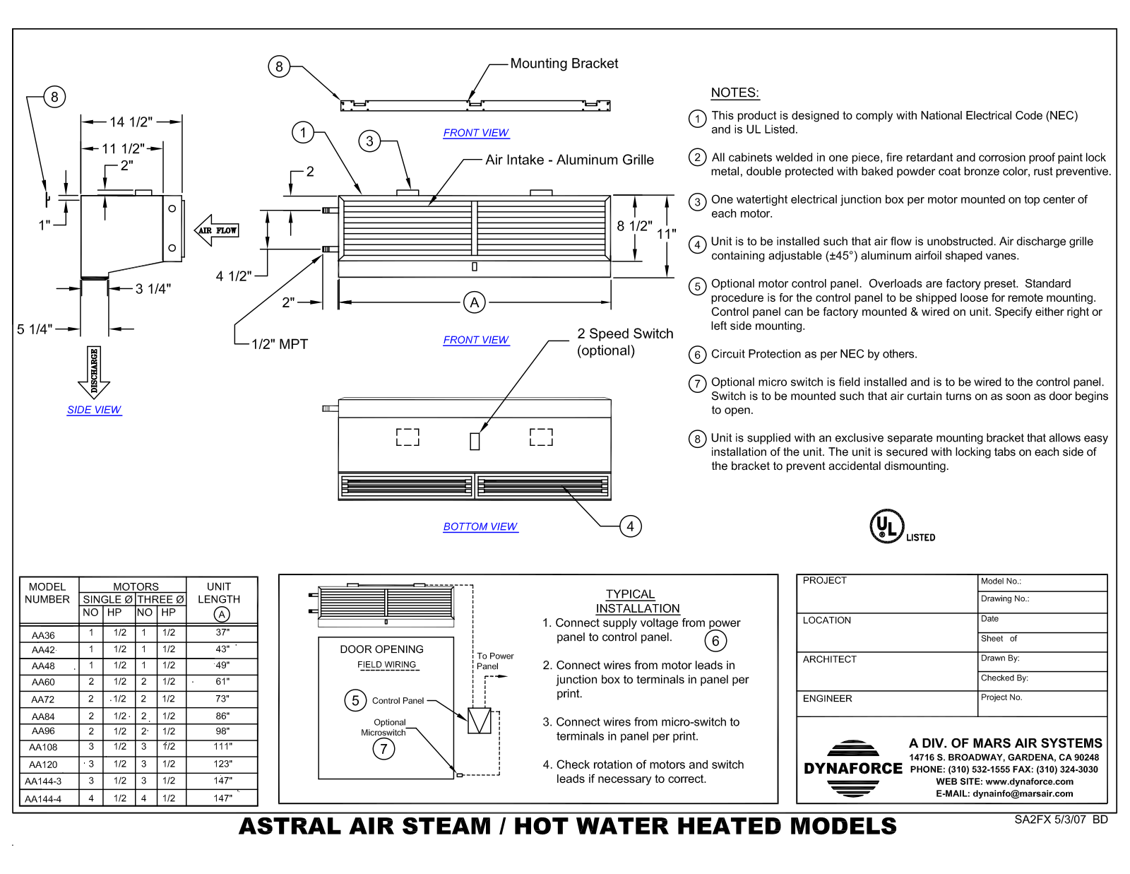 Mars Air AA108 User Manual