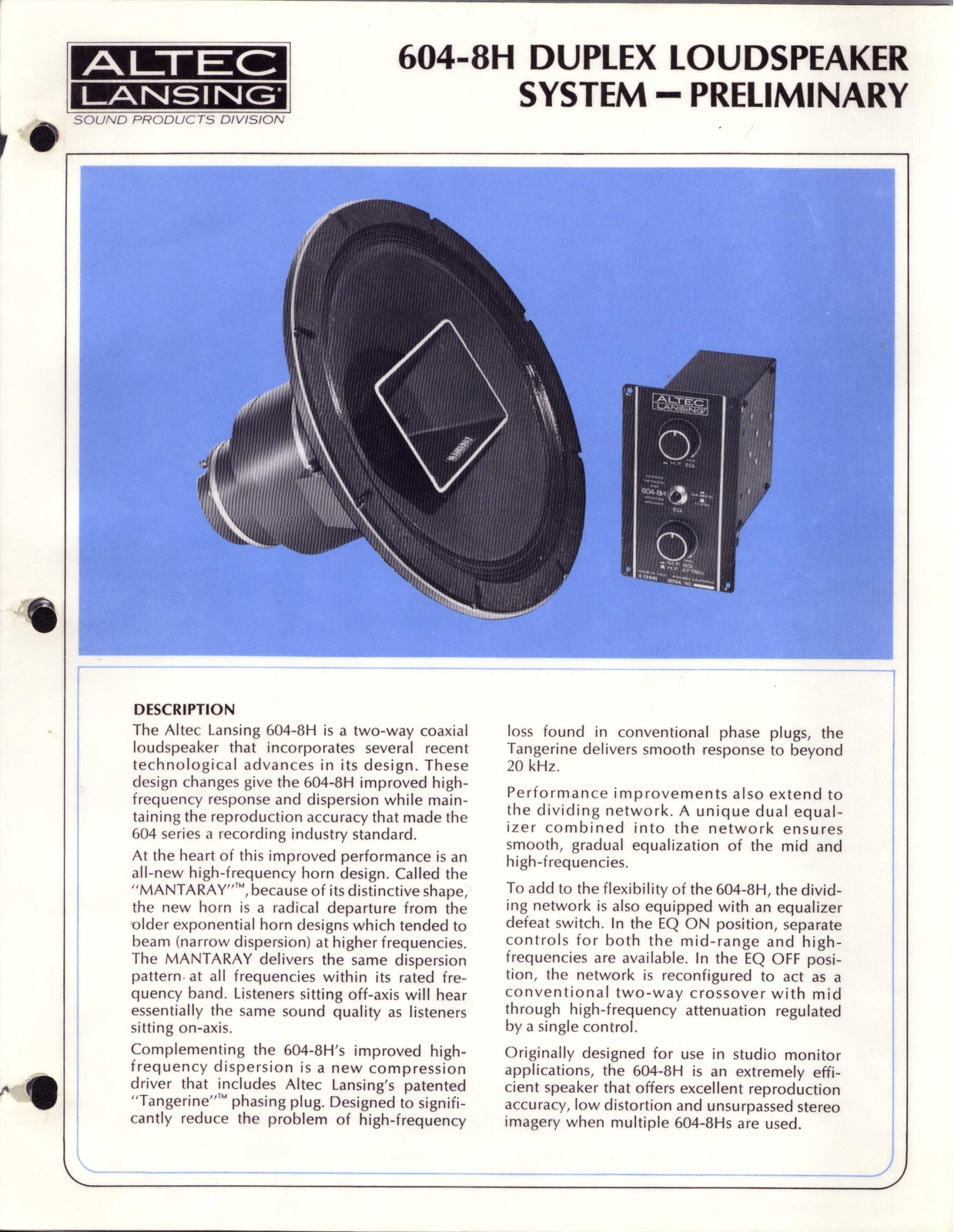 Altec lansing 604-8H User Manual