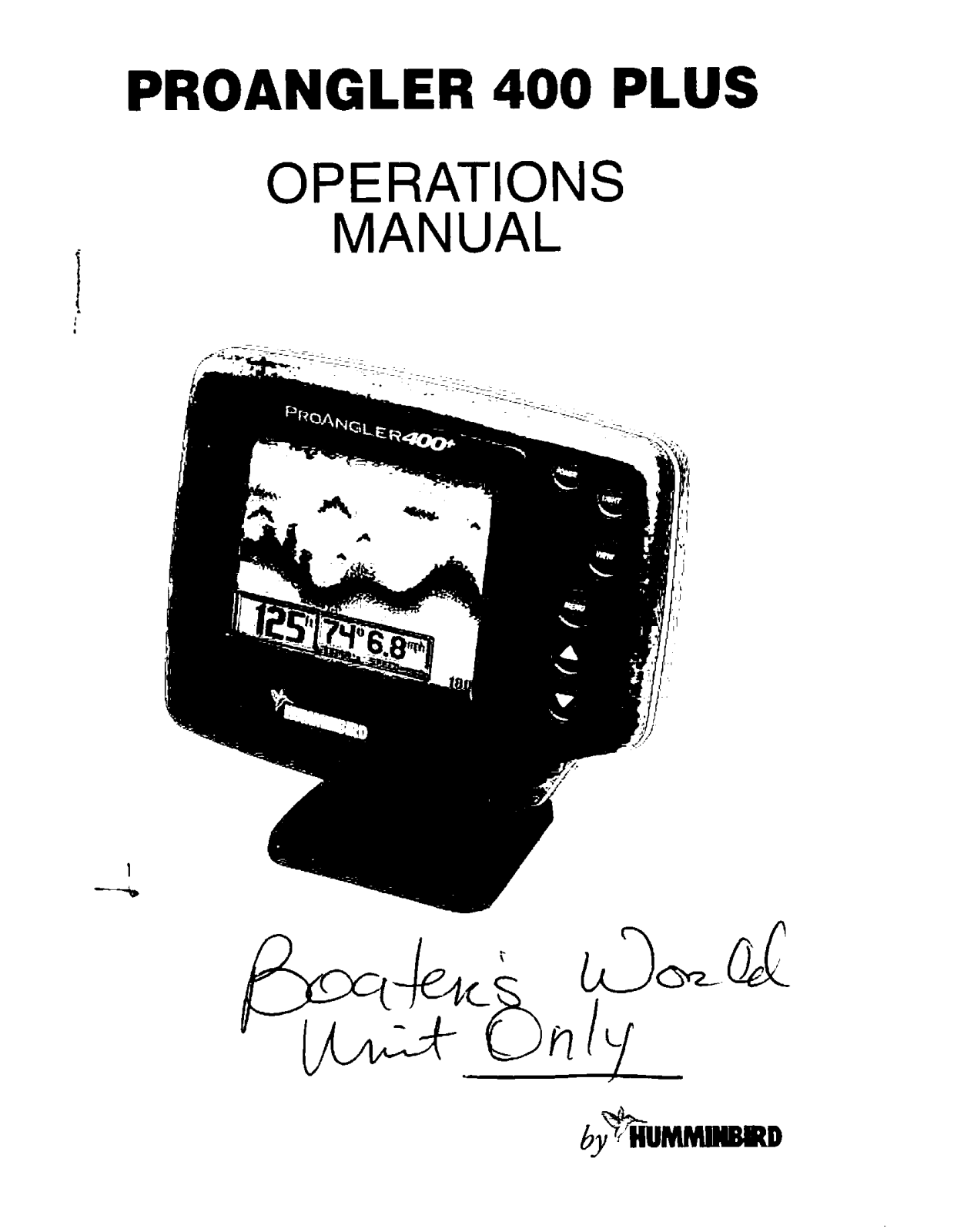 Humminbird Pro Angler 400 Plus Operation Manual