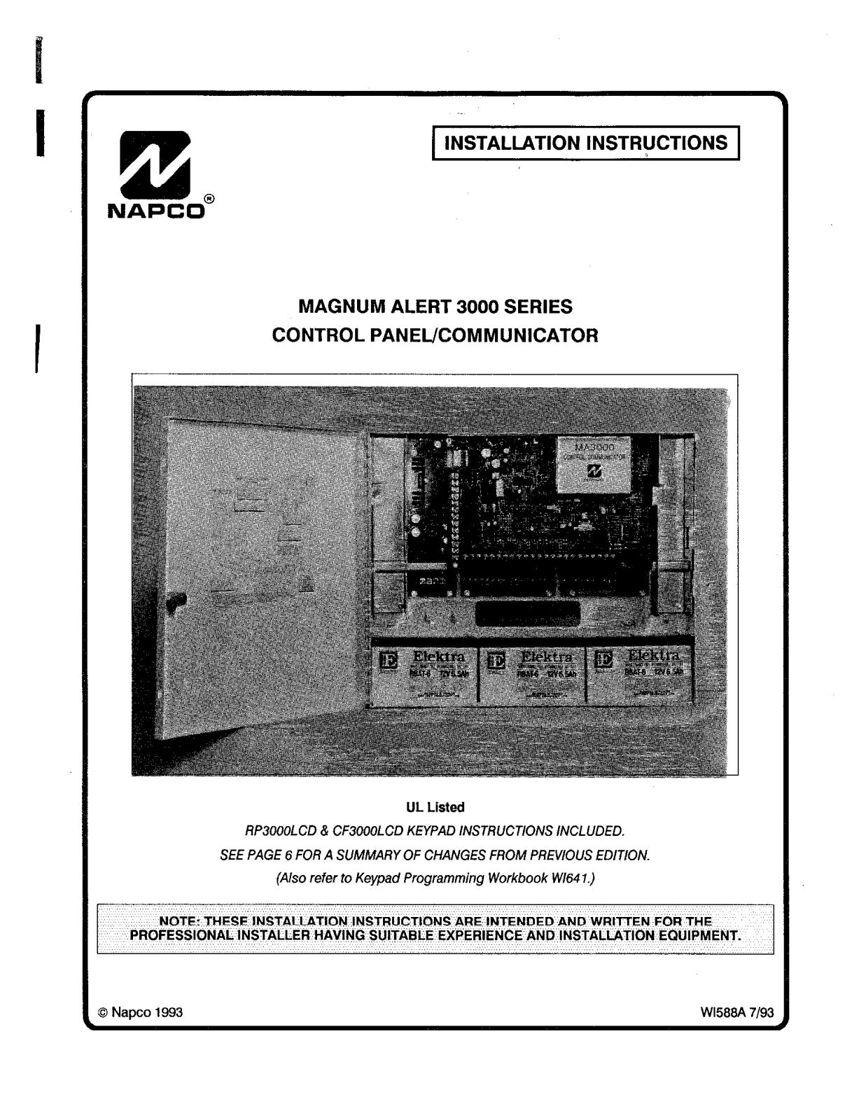 NAPCO MA3000 Installation Manual