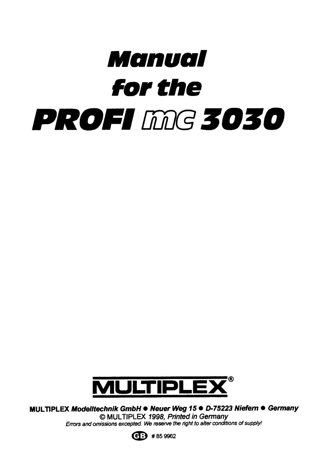 Multiplex PROFImc3030 User Manual