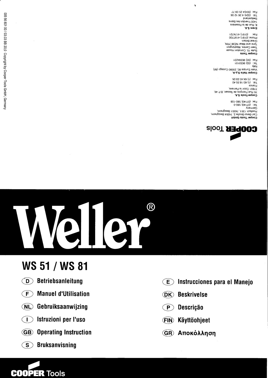 Weller WS51, WS81 User guide