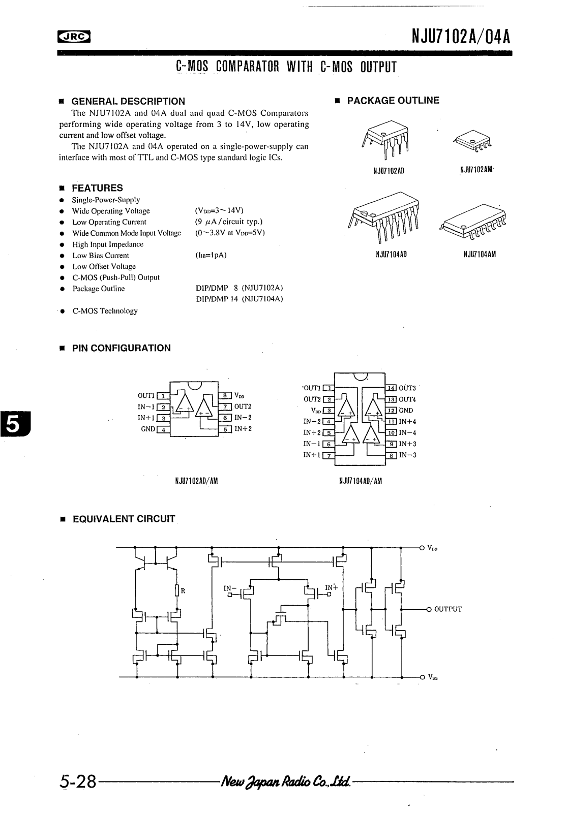 JRC NJU7102AD, NJU7104AM, NJU7104AD, NJU7102AM Datasheet