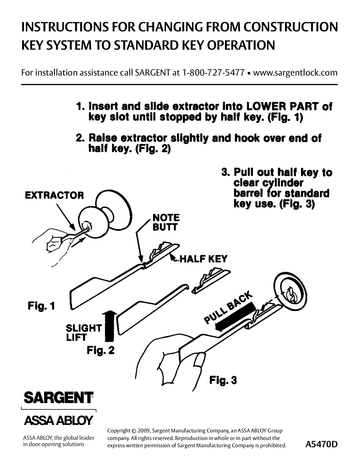 SARGENT Conventional Cylinders User Manual