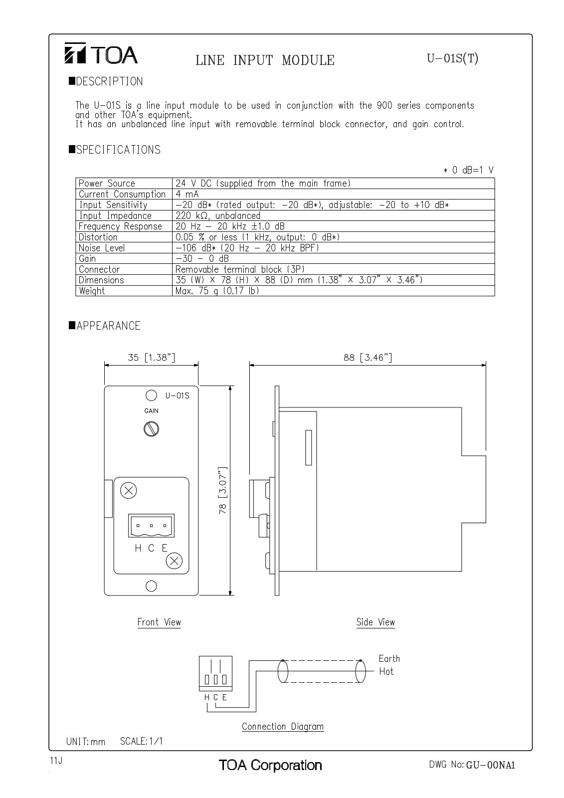 TOA U-01S T User Manual