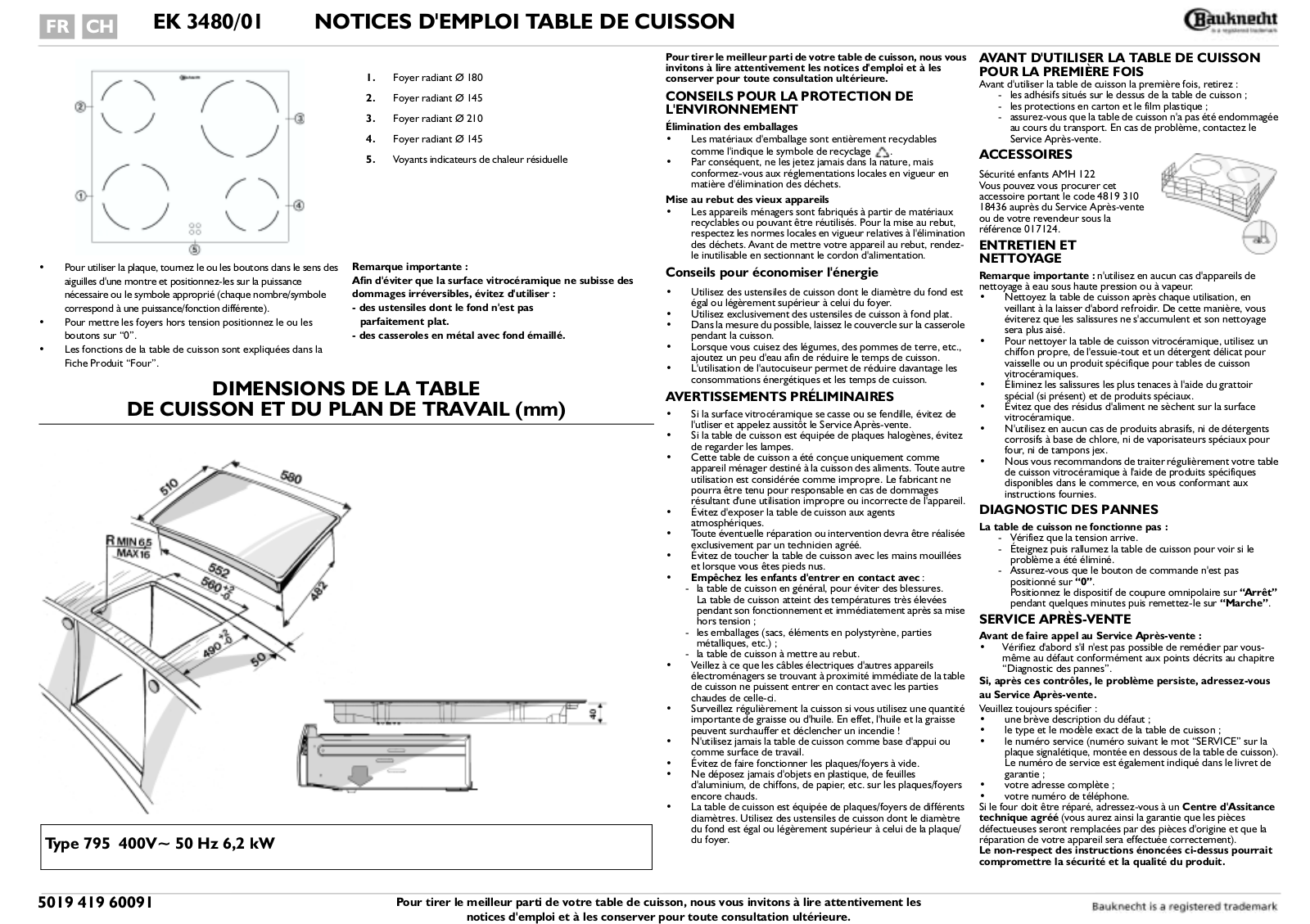 bauknecht EK 3480/01 Product Manual