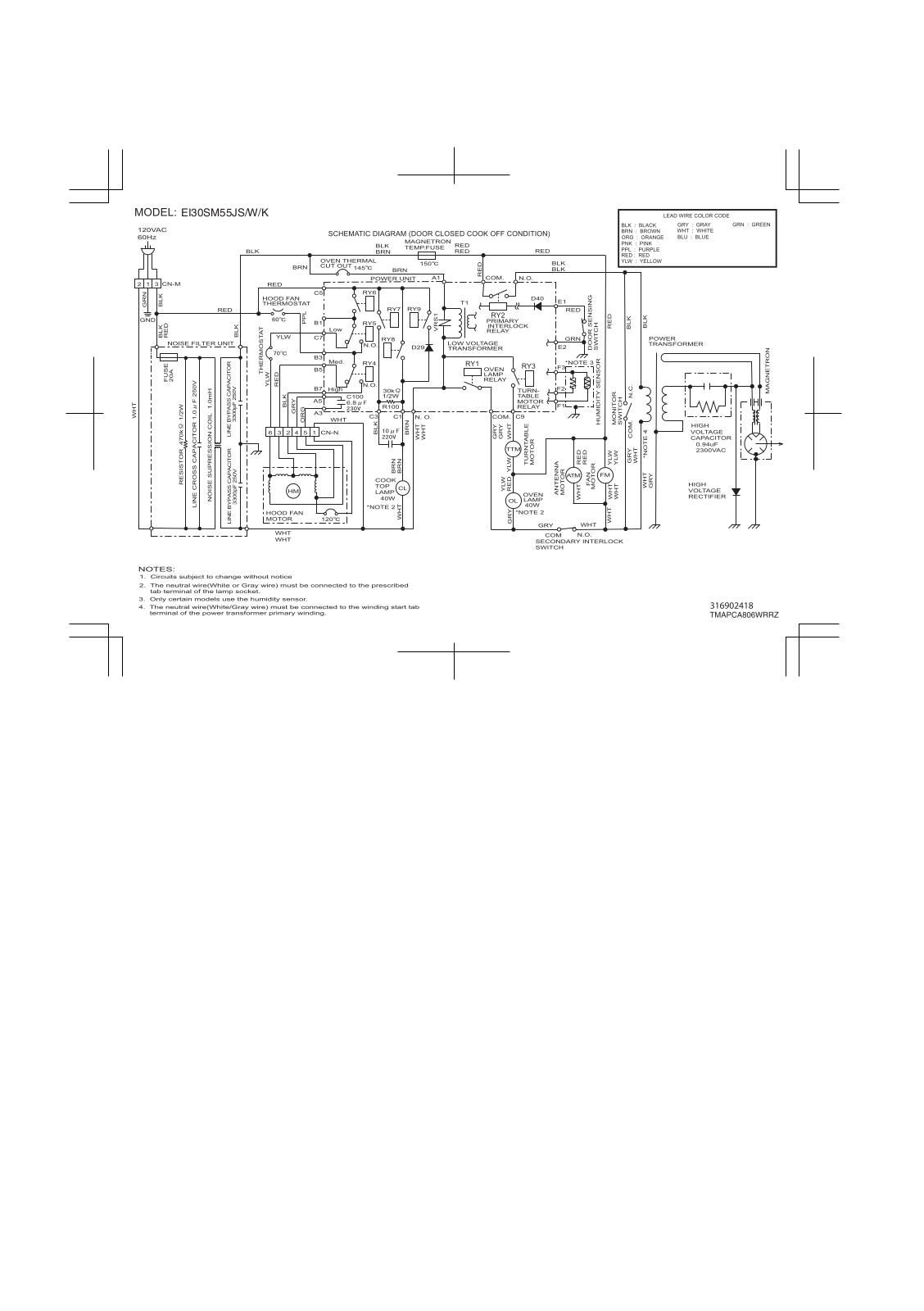 Electrolux EI30SM55W, EI30SM55JS, EI30SM55K Wiring Diagram