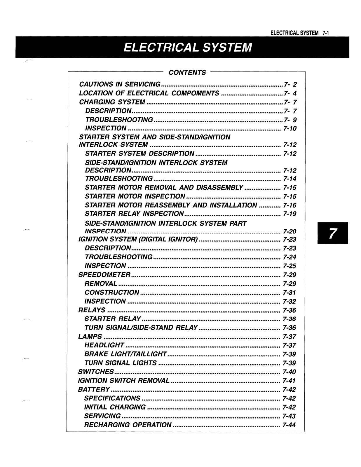 Suzuki SV650 Service Manual 7 Electrical System