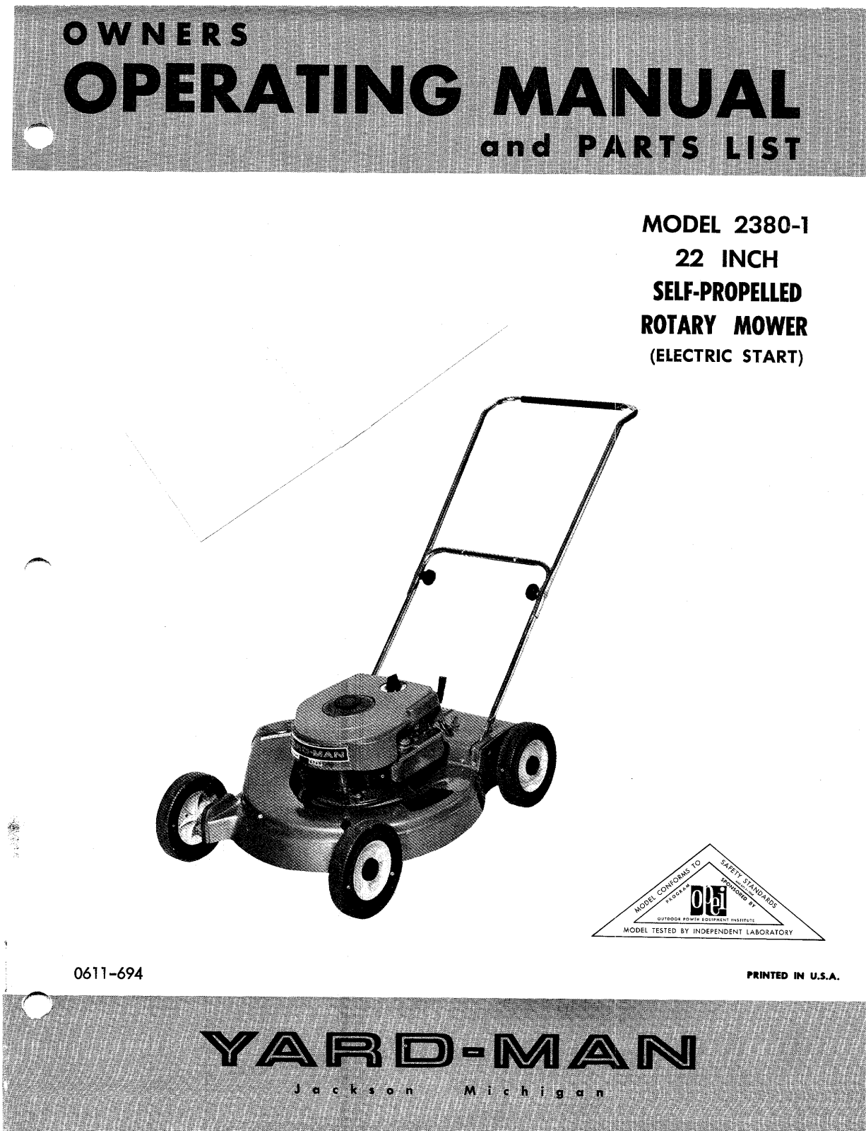 Yard-Man 2380-1 User Manual