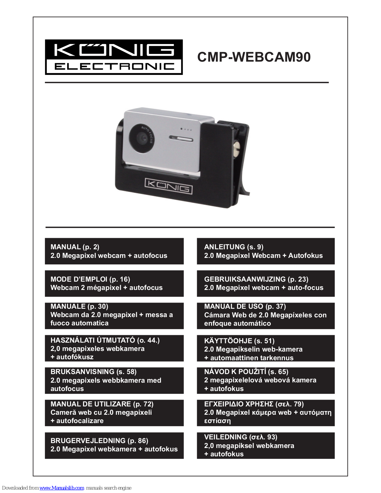 König CMP-WEBCAM90 User Manual