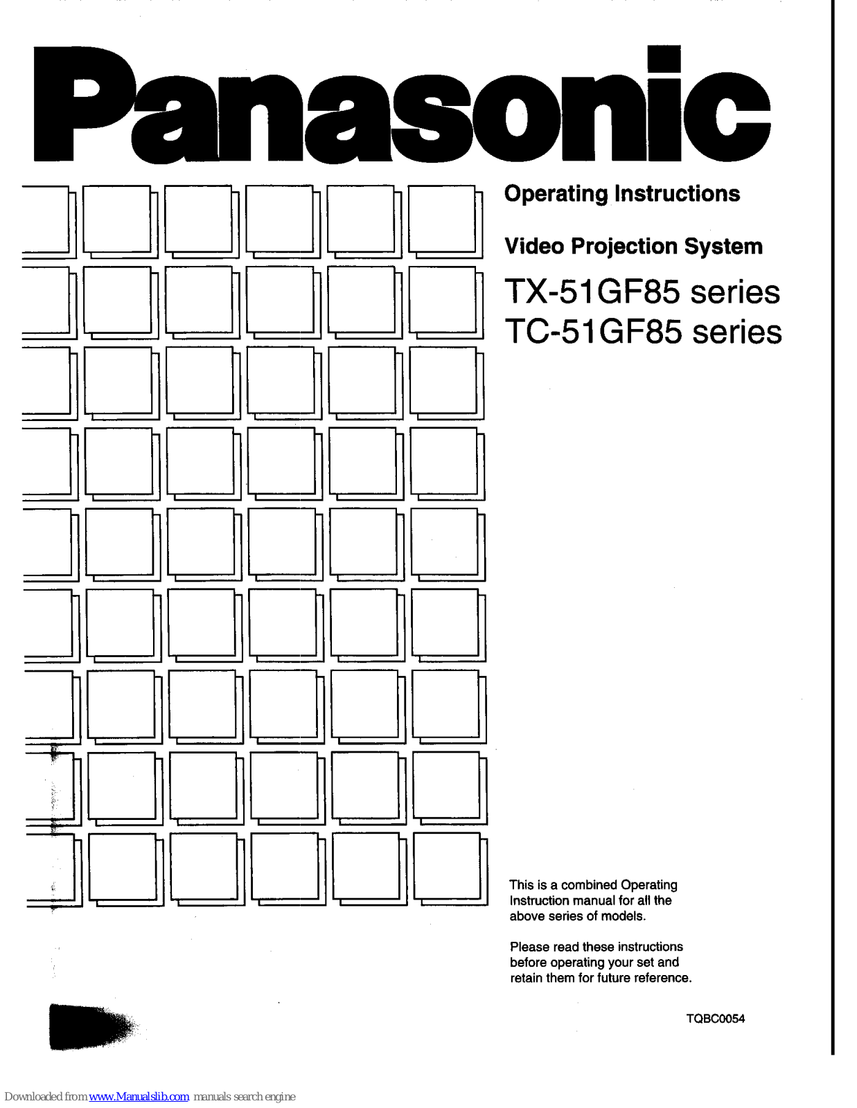 Panasonic TX-51GF85H, TX-51GF85P, TX-51GF85T, TX-51GF85X, TC-51GF85G Operating Instructions Manual