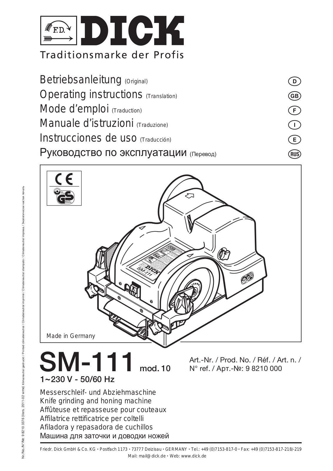 Dick SM-111 User Manual - ManualMachine.com