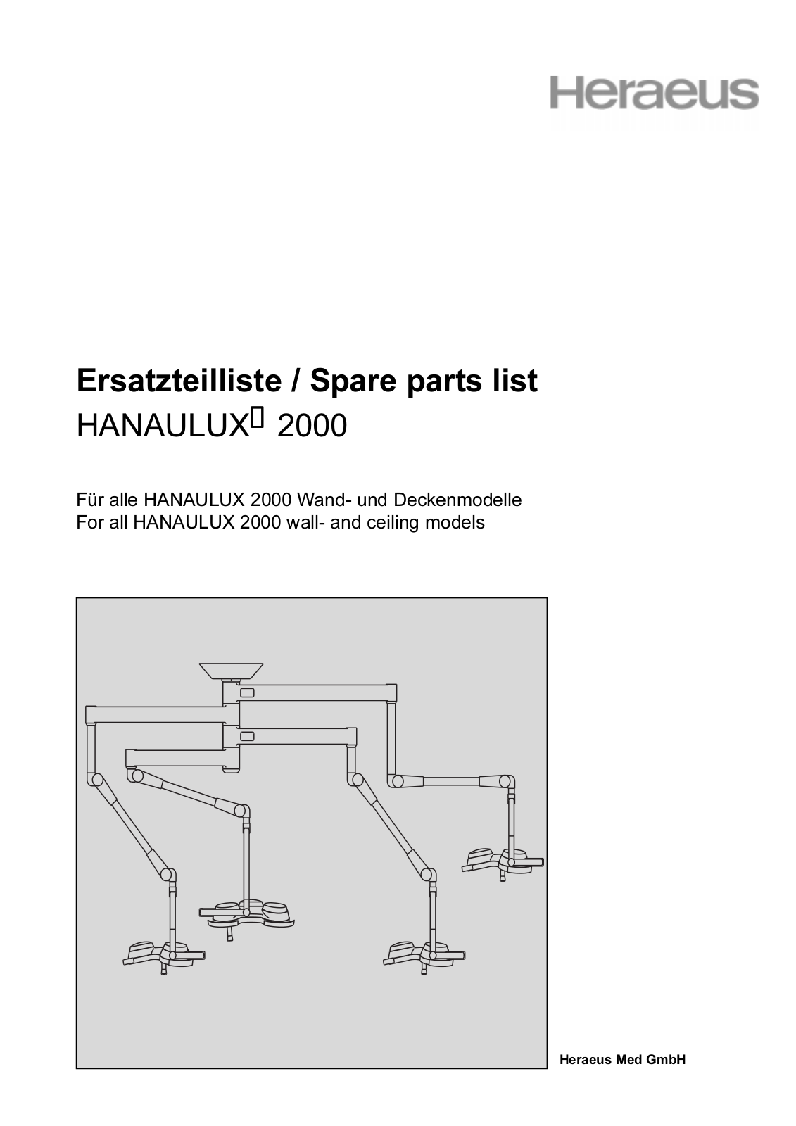 Heraeus Hanaulux 2000 Spare part list