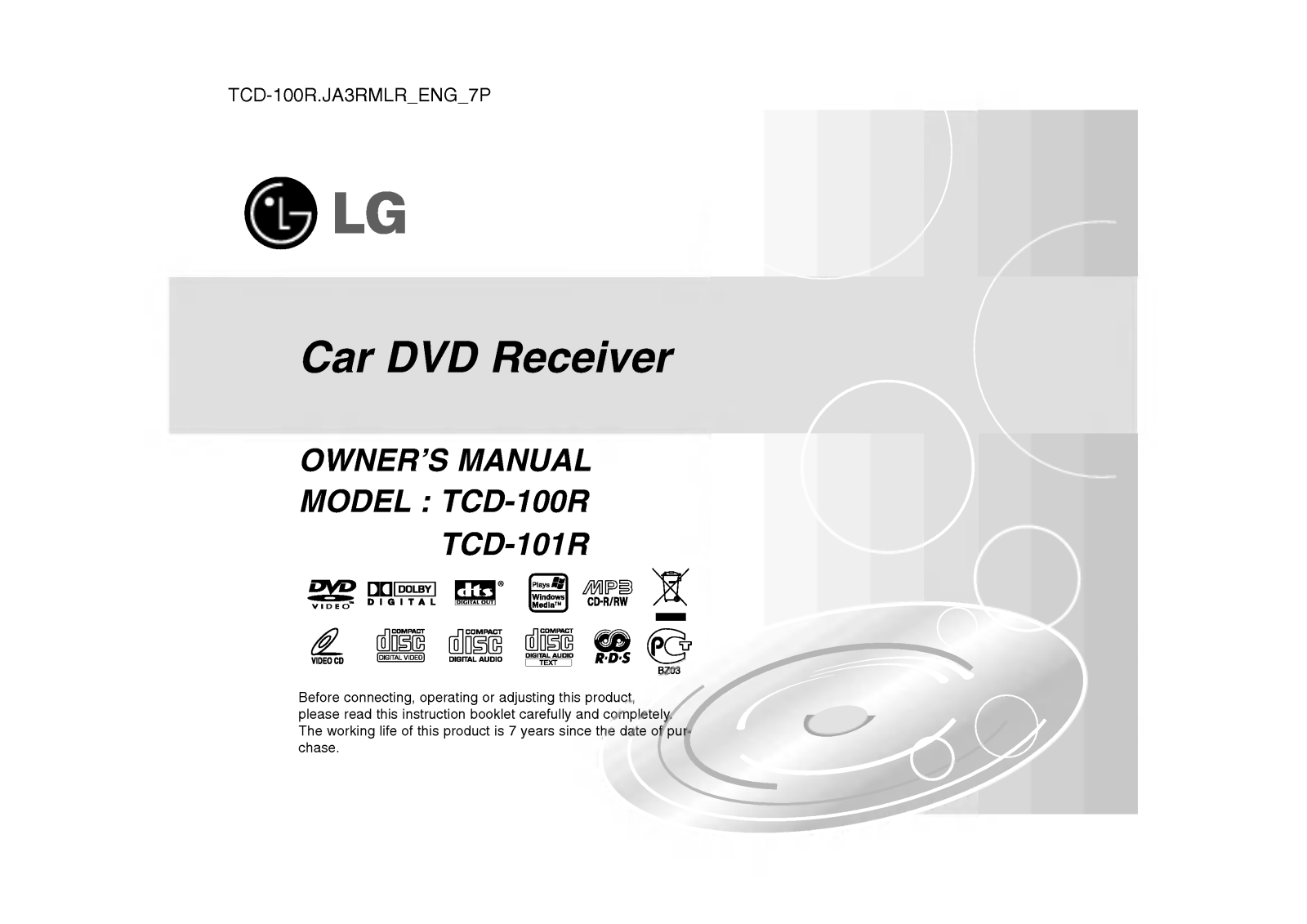 LG TCD-100R User guide