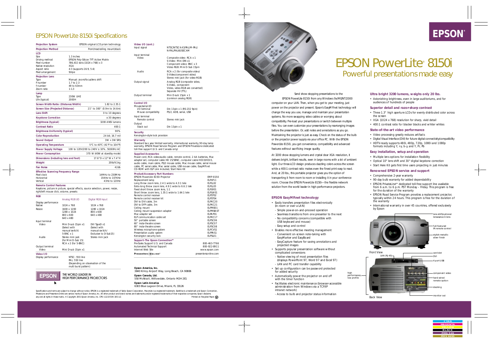 Epson PowerLite 8150i Product Brochure