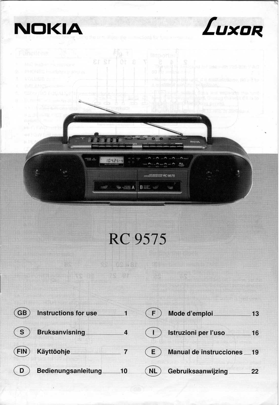 Nokia RC 9575 User Guide
