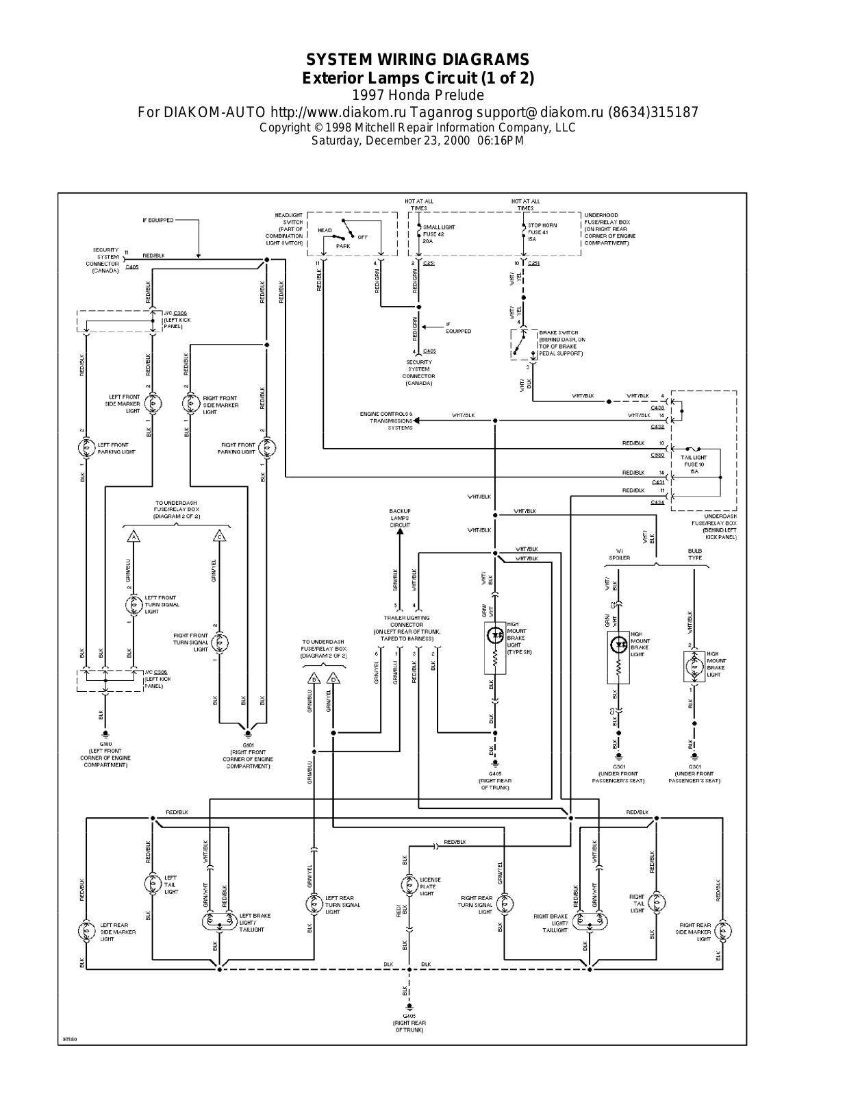 Honda Prelude 1997-1999 Wire Diagrams  17478